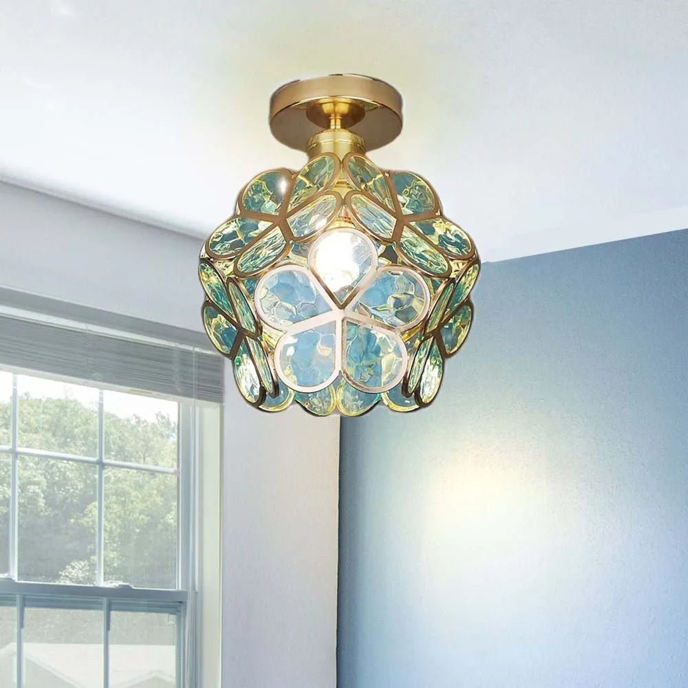 Florale Eleganz Glas-Deckenleuchte