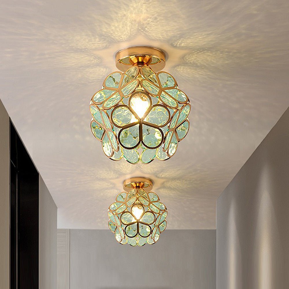 Florale Eleganz Glas-Deckenleuchte