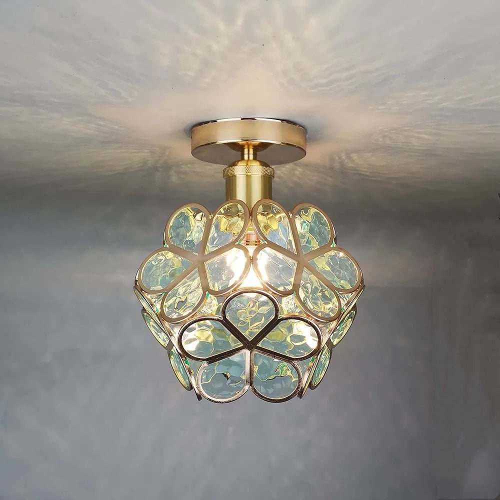 Florale Eleganz Glas-Deckenleuchte