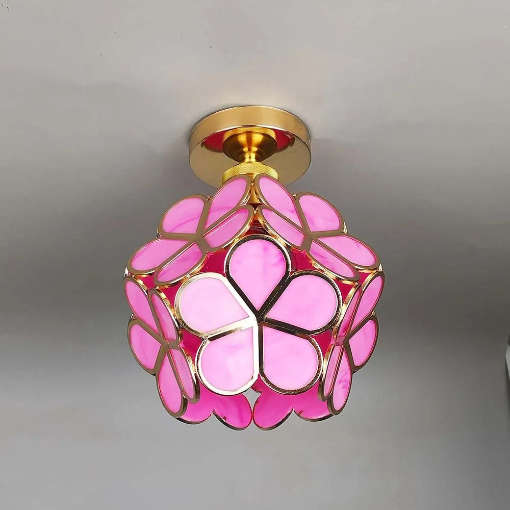 Florale Eleganz Glas-Deckenleuchte