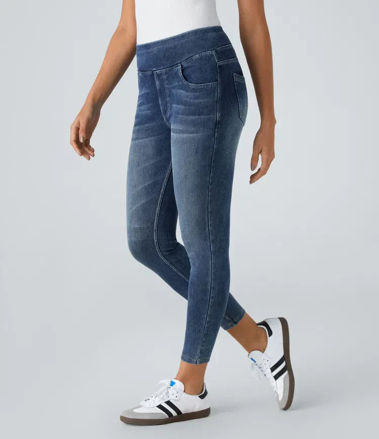 Ruby | Hochtaillierte dehnbare Denim-Casual-Leggings