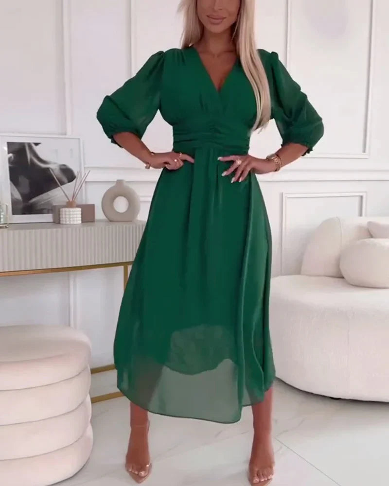 Nila | Luxuriöses Kleid mit dreiviertelärmeln für Damen