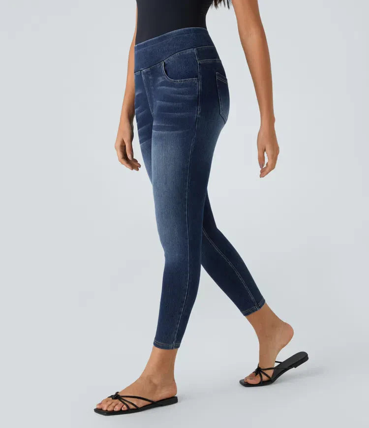Ruby | Hochtaillierte dehnbare Denim-Casual-Leggings