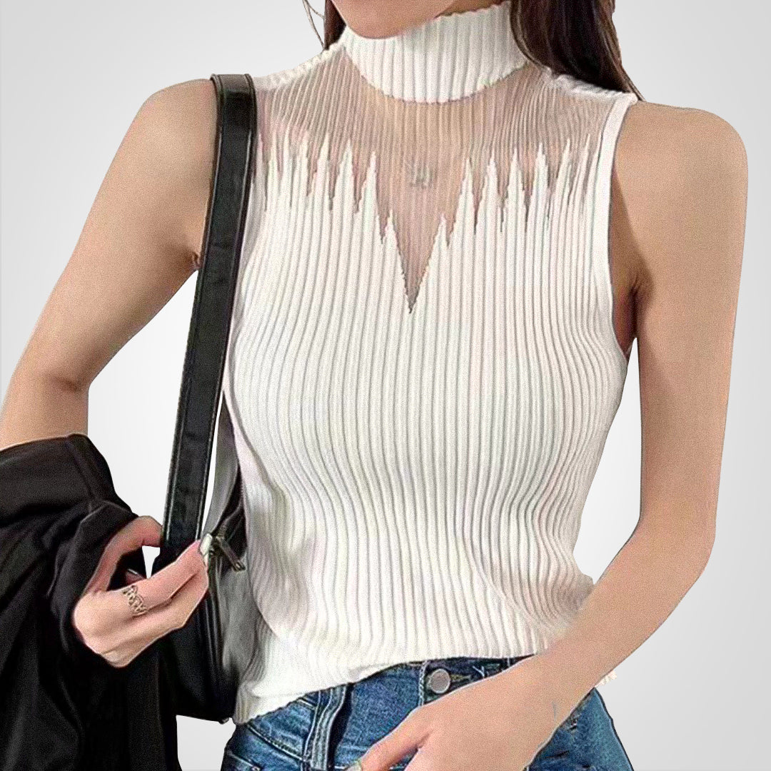 Isabella Durchsichtiges Strick-Halter-Crop-Top