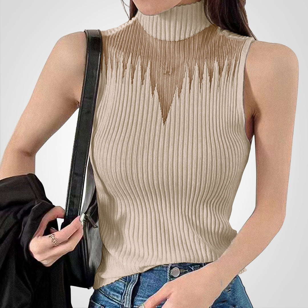 Isabella Durchsichtiges Strick-Halter-Crop-Top
