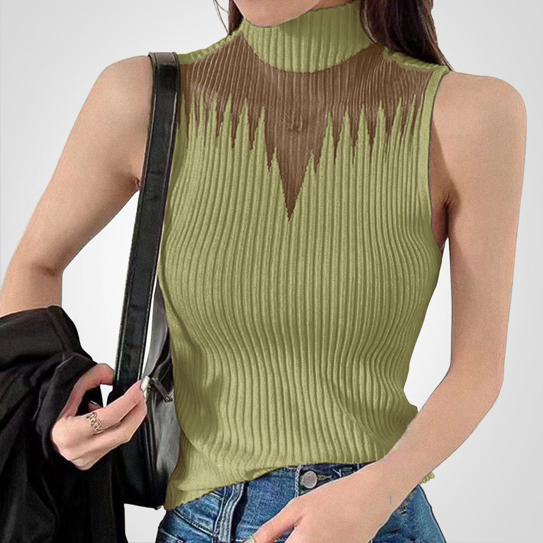 Isabella Durchsichtiges Strick-Halter-Crop-Top