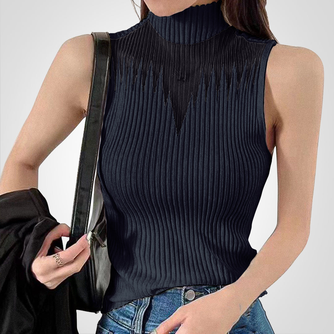 Isabella Durchsichtiges Strick-Halter-Crop-Top