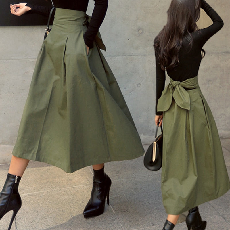 Ava Rock mit hoher Taille und Schleife