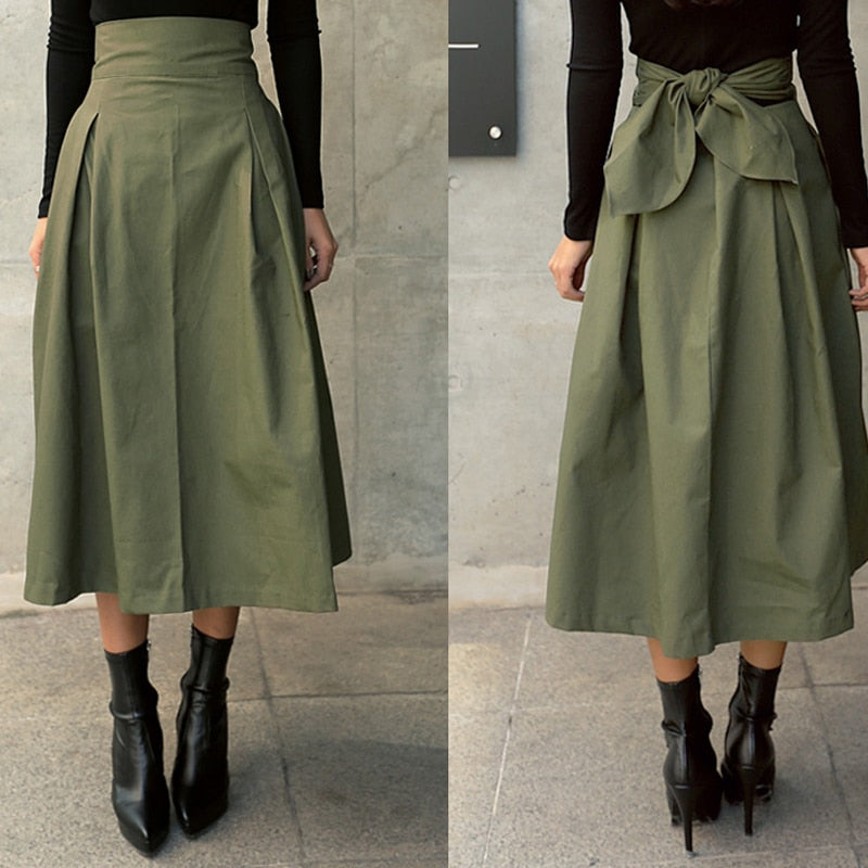Ava Rock mit hoher Taille und Schleife