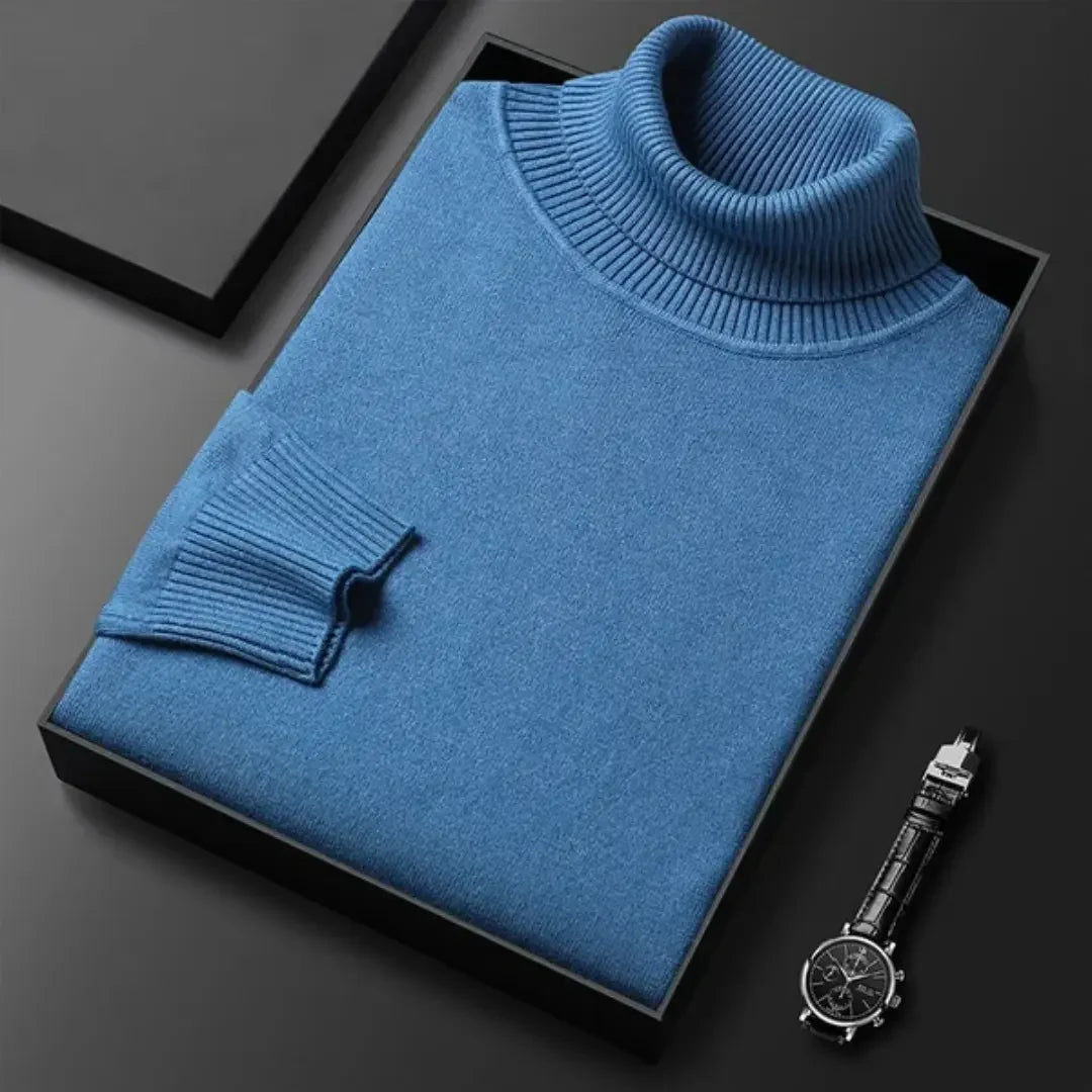 Einfarbiger Herrenpullover mit Polokragen