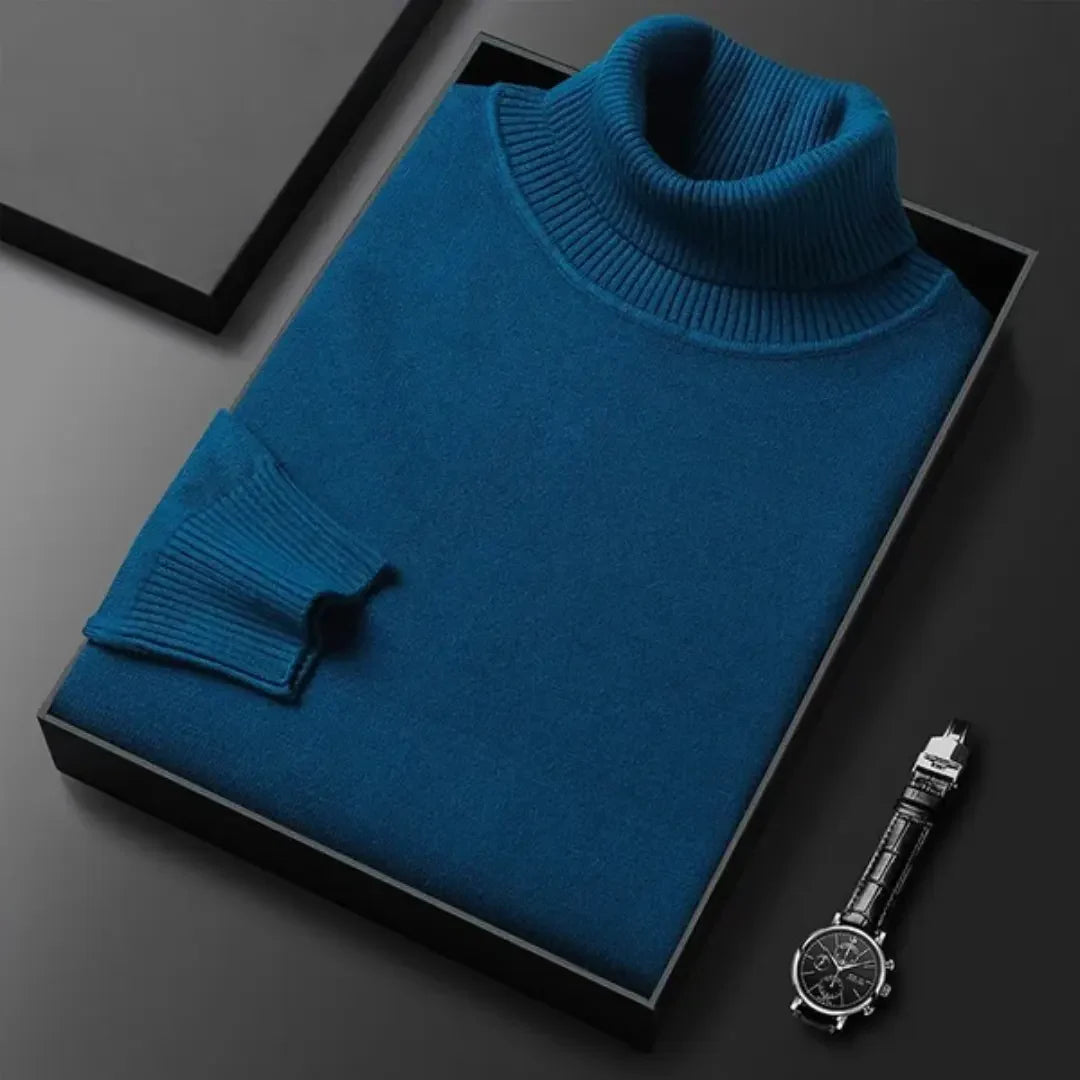 Einfarbiger Herrenpullover mit Polokragen