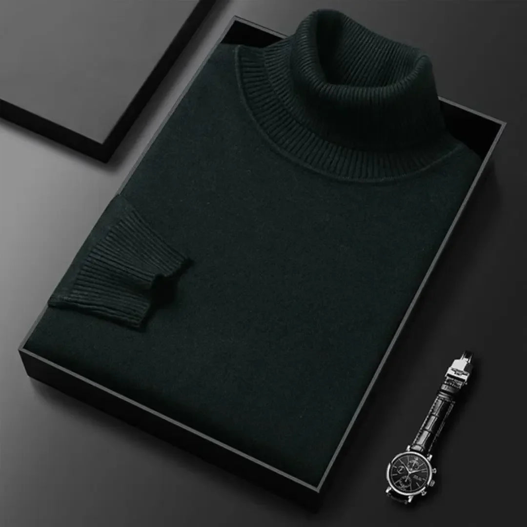 Einfarbiger Herrenpullover mit Polokragen