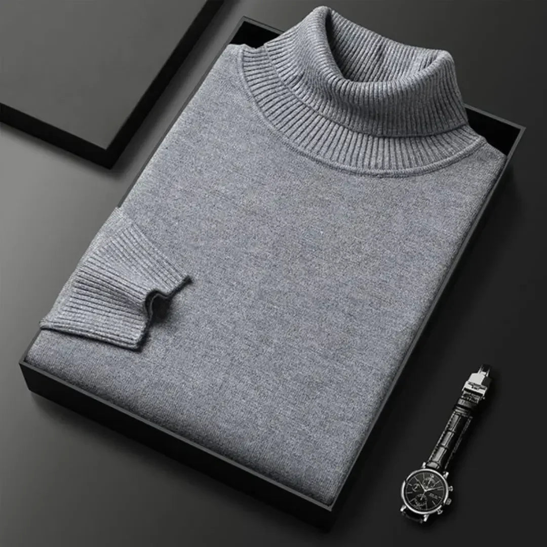 Einfarbiger Herrenpullover mit Polokragen