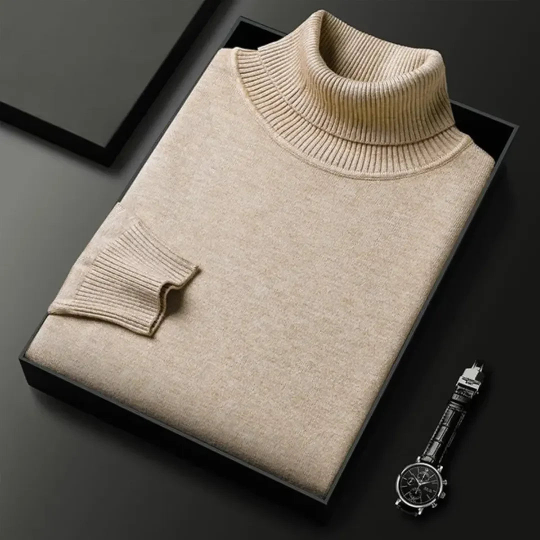 Einfarbiger Herrenpullover mit Polokragen