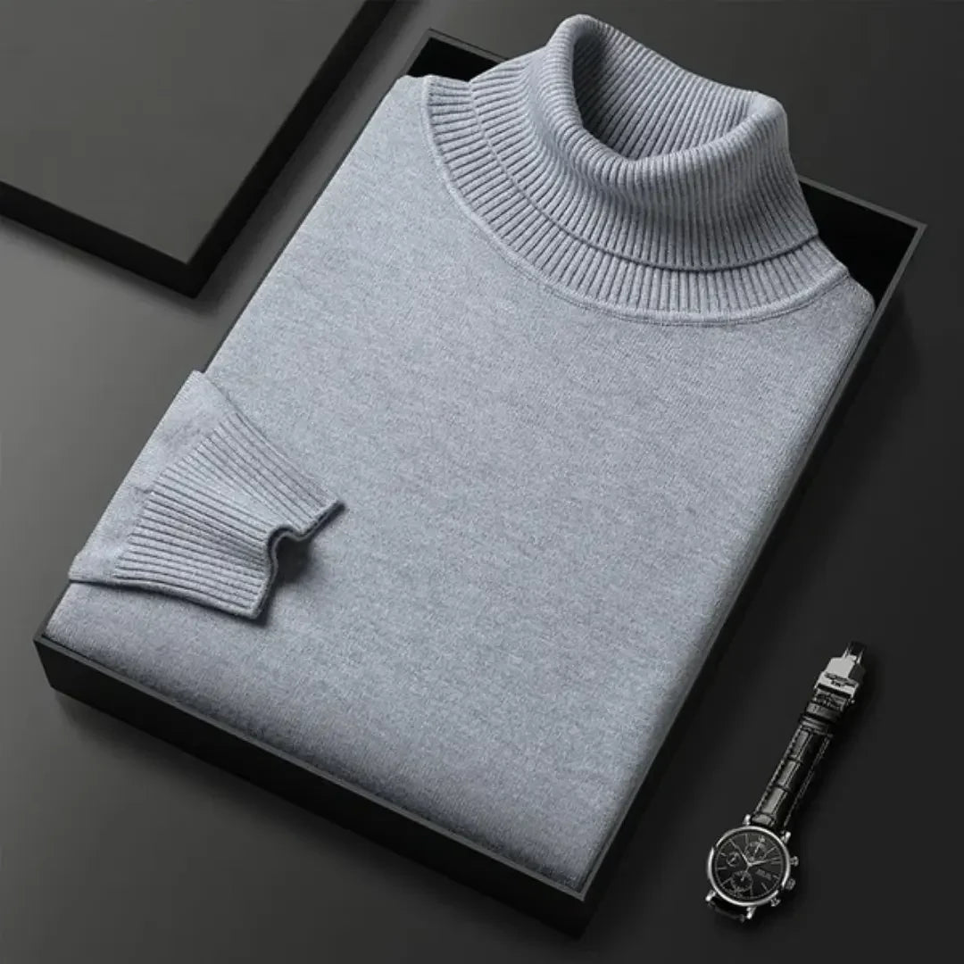 Einfarbiger Herrenpullover mit Polokragen