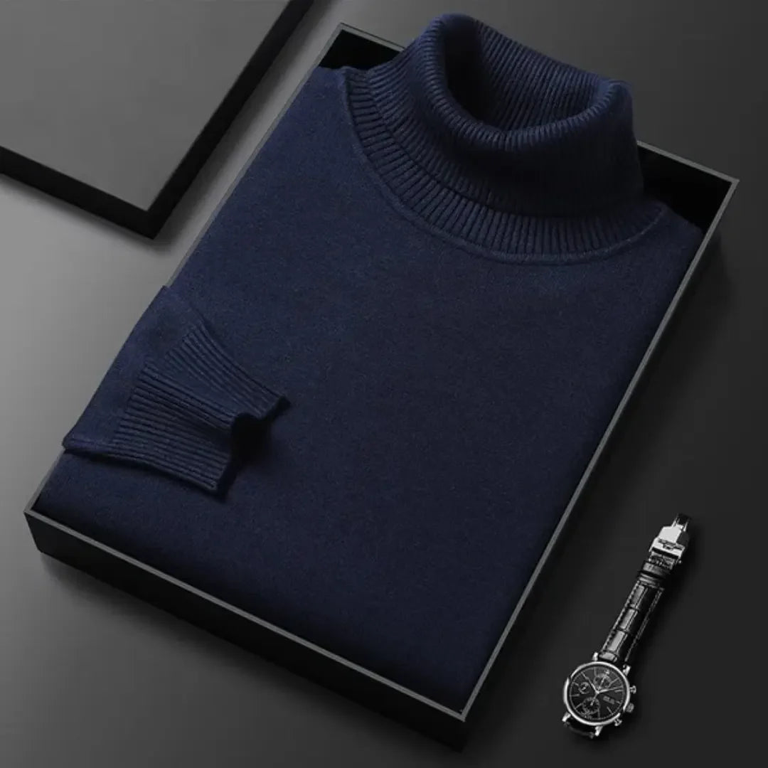 Einfarbiger Herrenpullover mit Polokragen