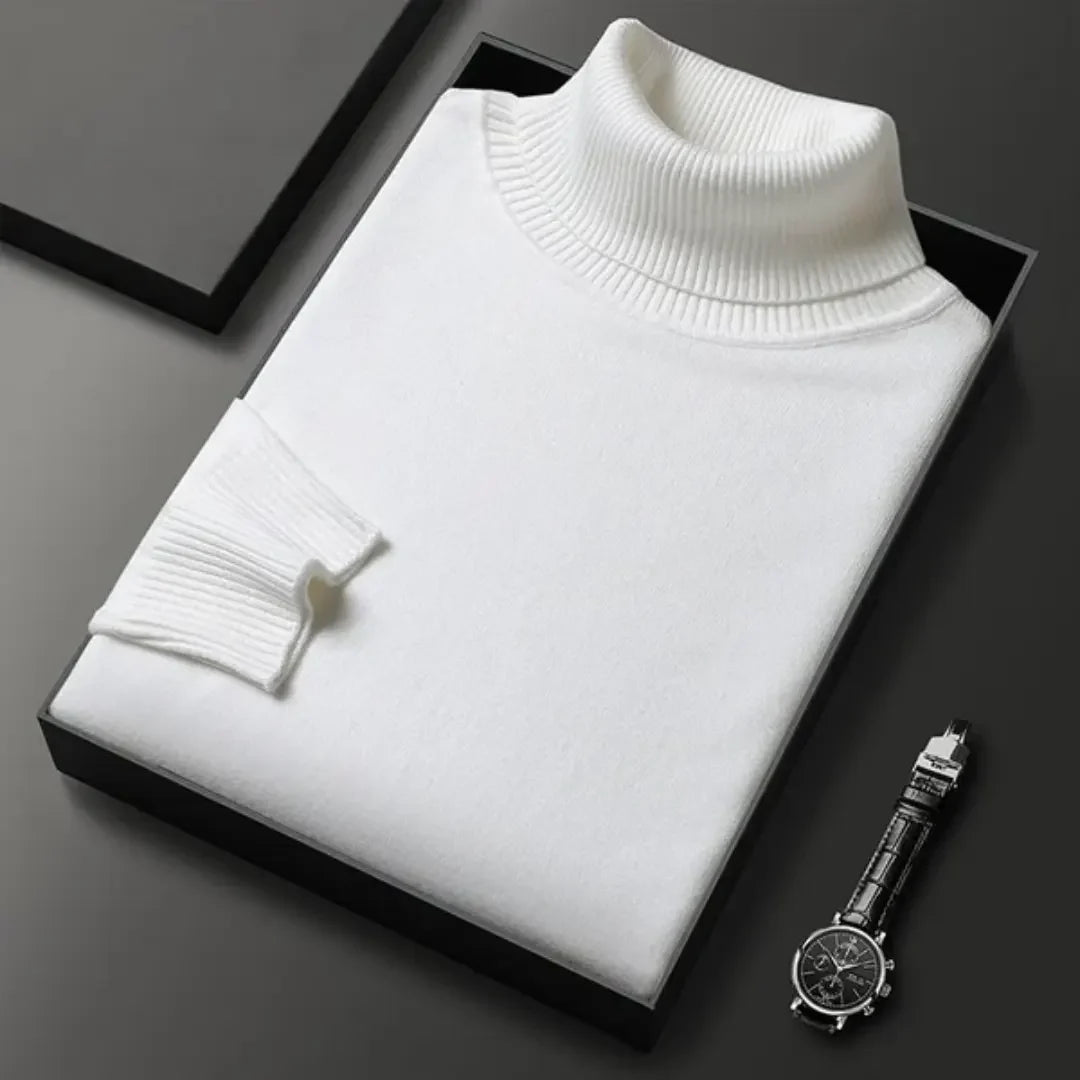 Einfarbiger Herrenpullover mit Polokragen