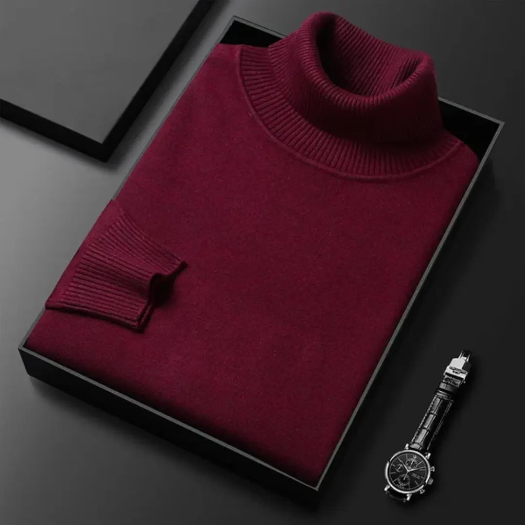 Einfarbiger Herrenpullover mit Polokragen
