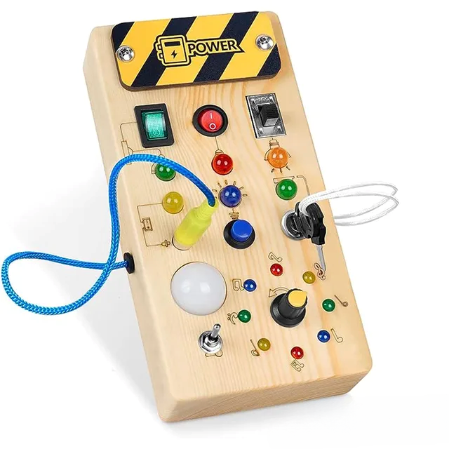 Montessori Druckplatte | Sensorisches Holzspielzeug mit LED-Lichtschalter, Steuerungskarte