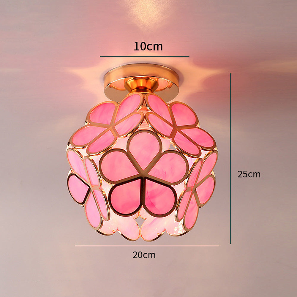 Florale Eleganz Glas-Deckenleuchte