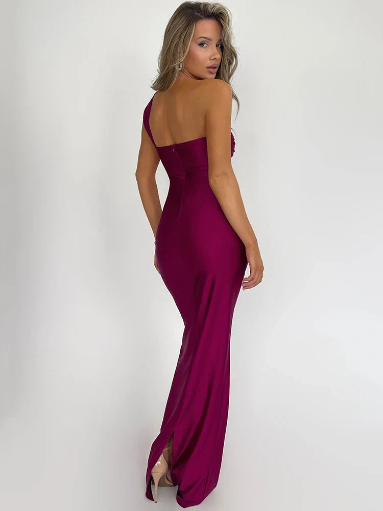 Serena - Ein-Schulter Ärmelloses Bodycon Langkleid