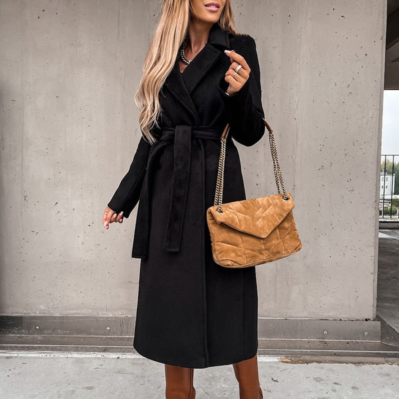 Janah | Eleganter Wollmantel mit Gürtel für einen zeitlosen Stil