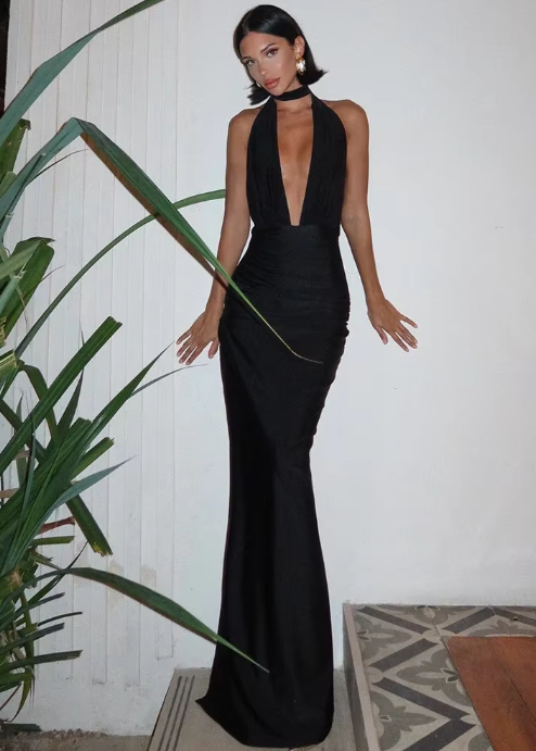 Margaret | Modisches Deep V-Ausschnitt Rückenfreies Kleid