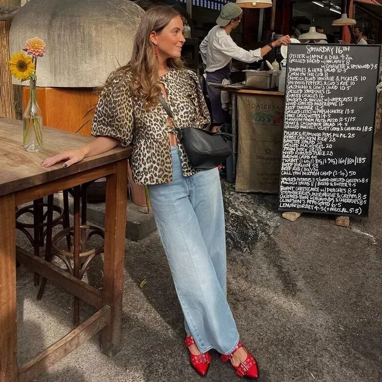 Bella Leopard-Top mit Schleife