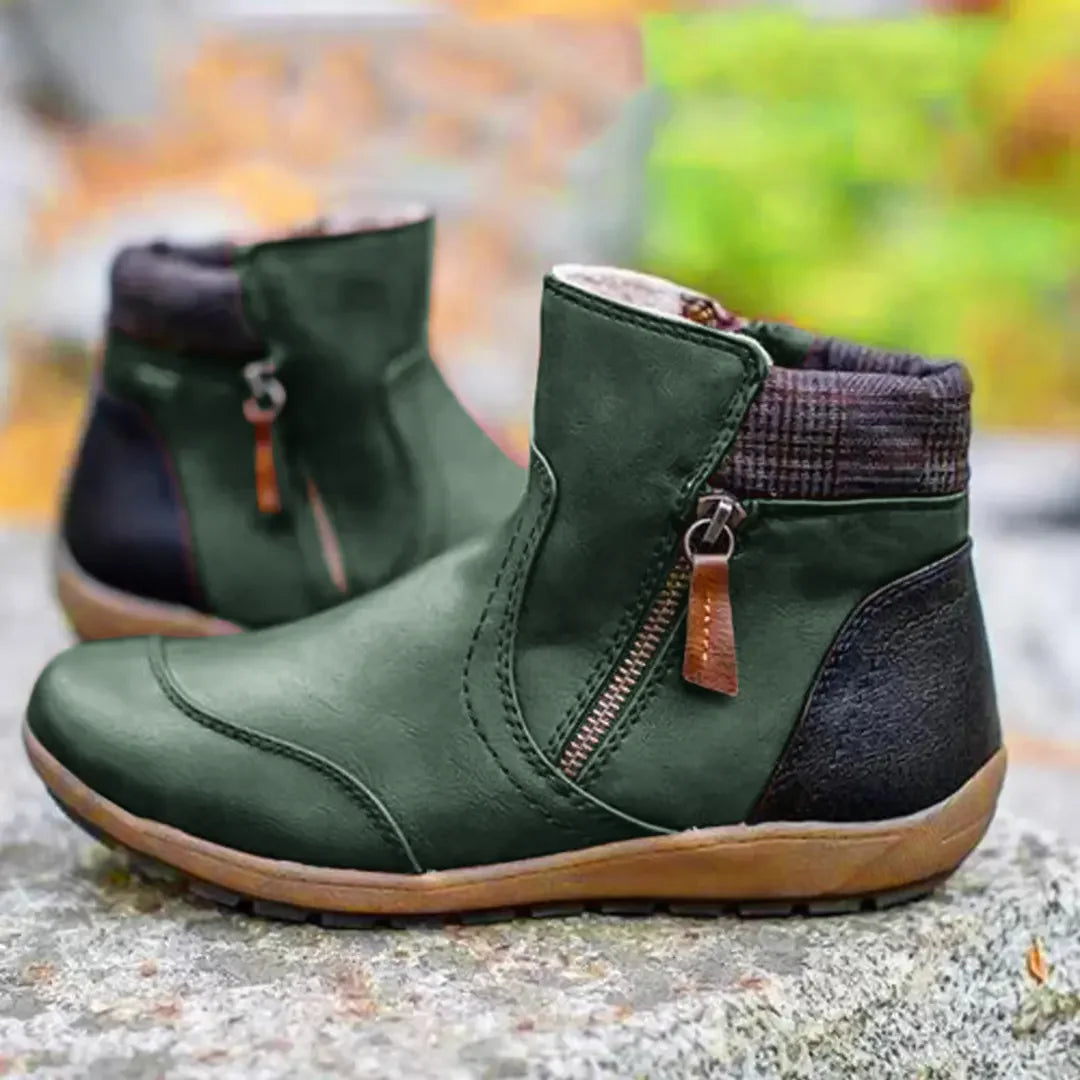Robuste Damen-Winterstiefelette mit seitlichen Reißverschlüssen