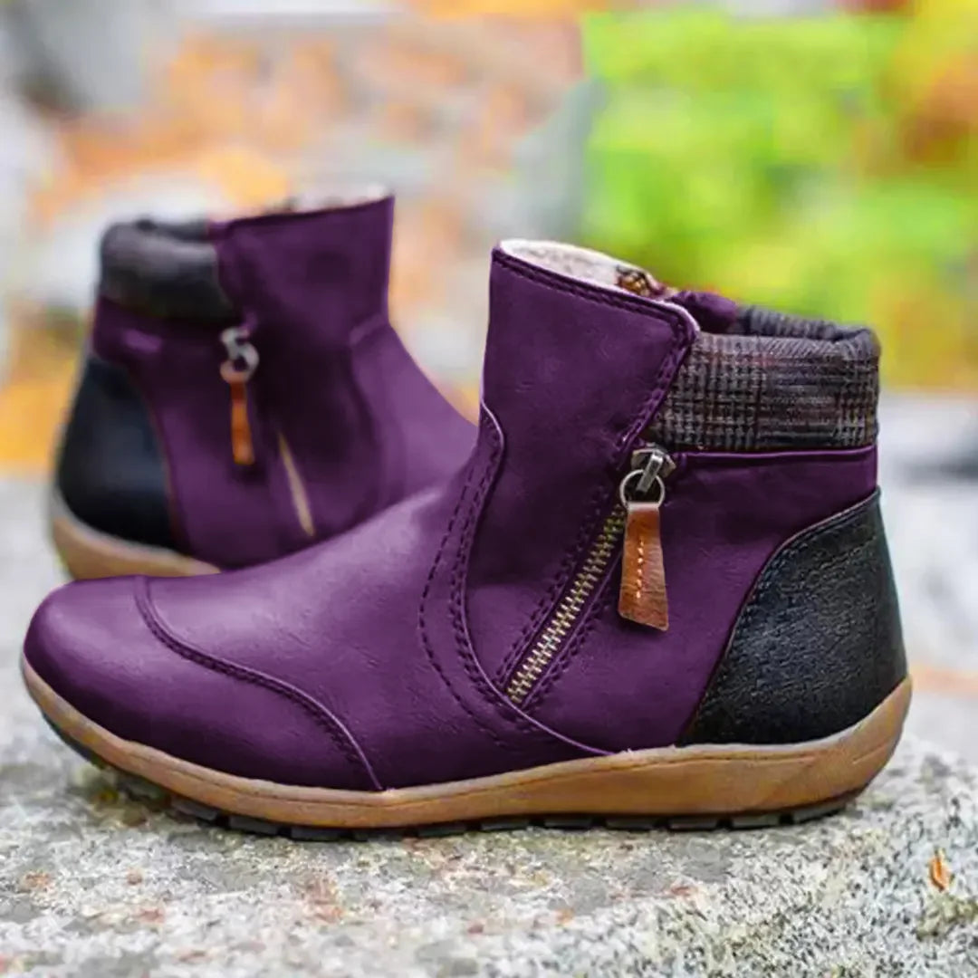Robuste Damen-Winterstiefelette mit seitlichen Reißverschlüssen