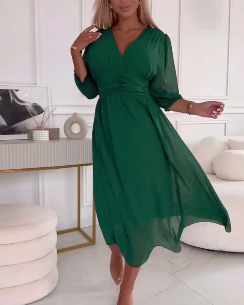 Nila | Luxuriöses Kleid mit dreiviertelärmeln für Damen