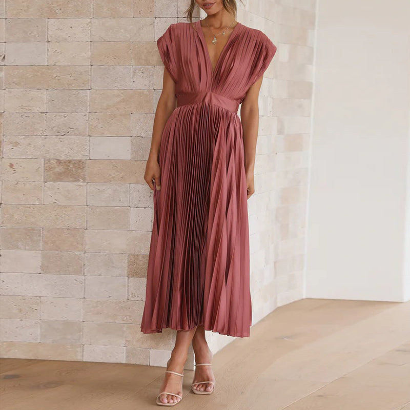 Casimir | Damen Elegantes Ärmelloses V-Ausschnitt Kleid
