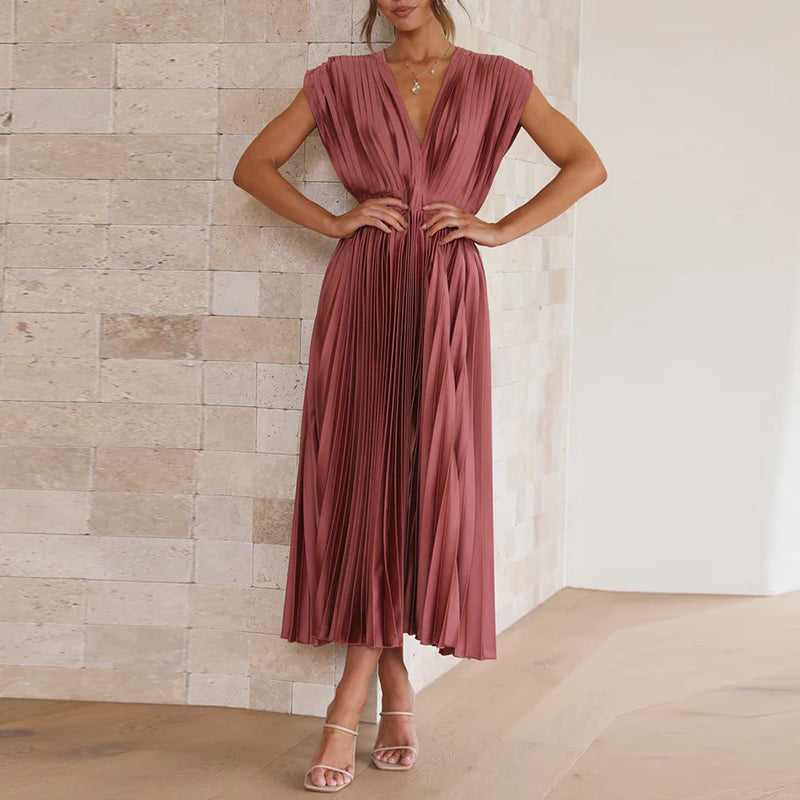 Casimir | Damen Elegantes Ärmelloses V-Ausschnitt Kleid