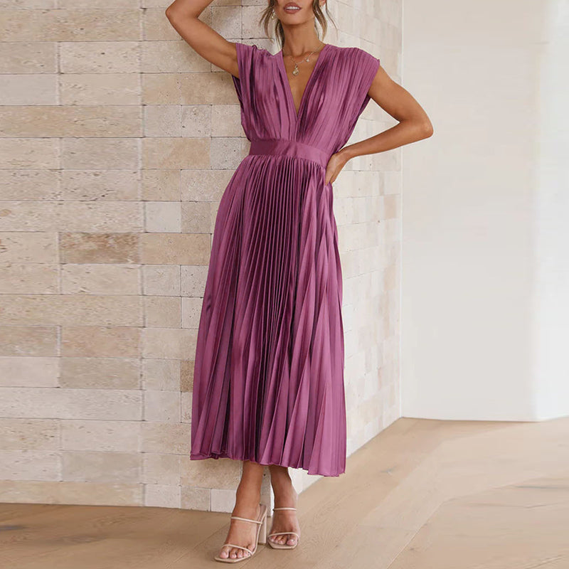 Casimir | Damen Elegantes Ärmelloses V-Ausschnitt Kleid