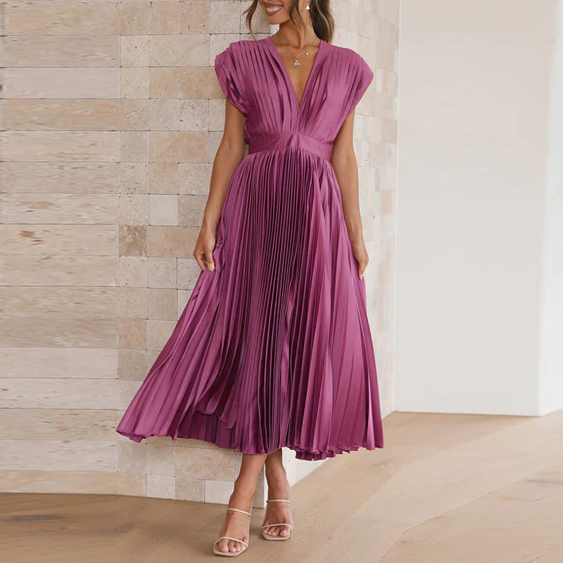 Casimir | Damen Elegantes Ärmelloses V-Ausschnitt Kleid