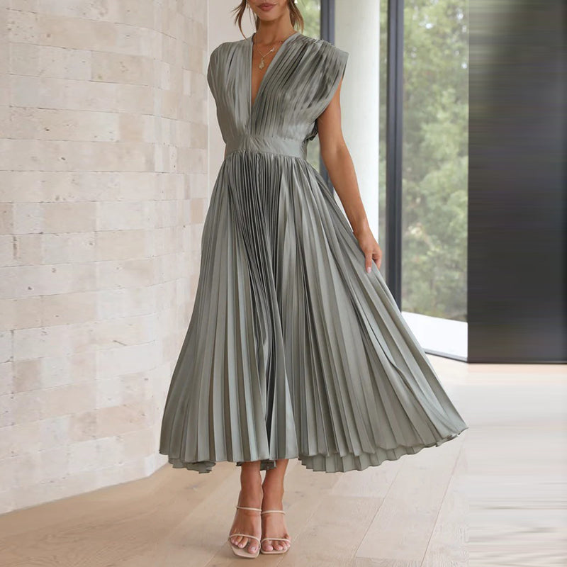 Casimir | Damen Elegantes Ärmelloses V-Ausschnitt Kleid