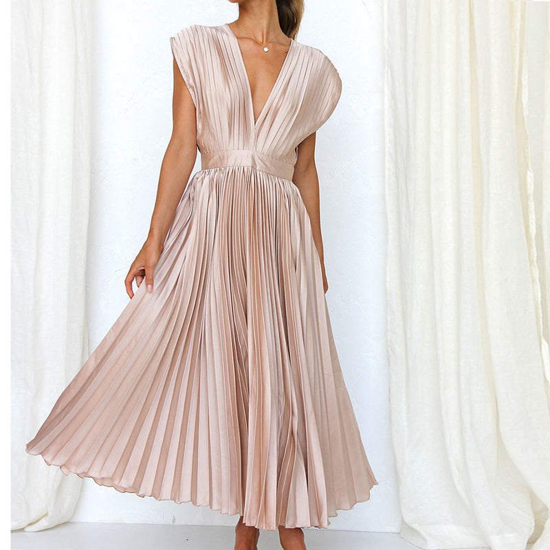 Casimir | Damen Elegantes Ärmelloses V-Ausschnitt Kleid