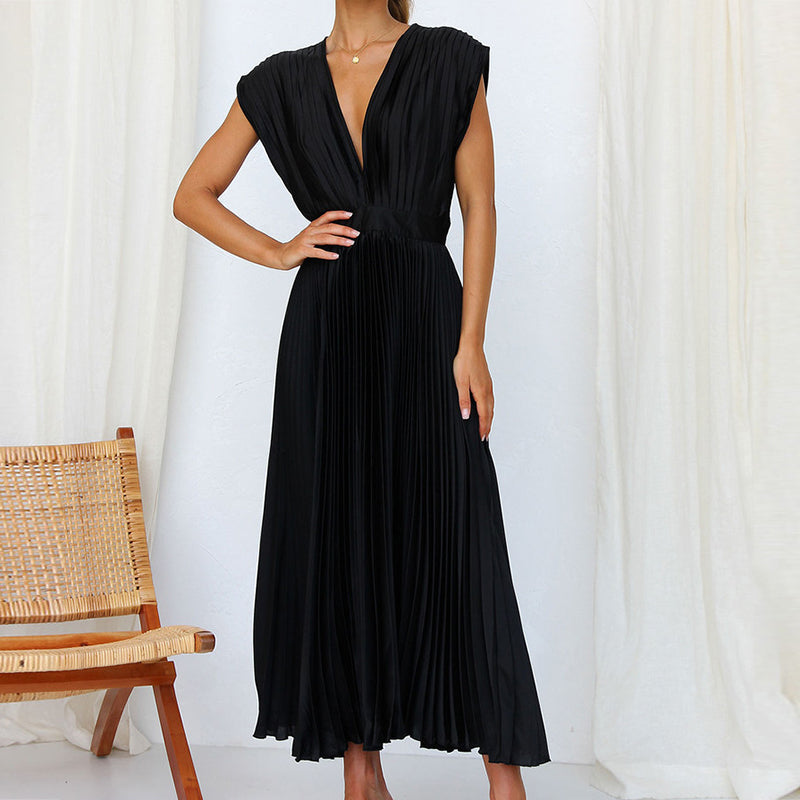 Casimir | Damen Elegantes Ärmelloses V-Ausschnitt Kleid