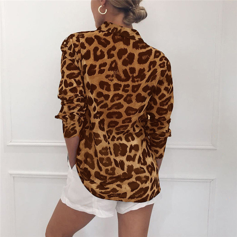 Olivia Klassische Langärmlige Bluse mit Leopardenmuster