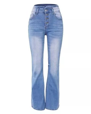 Isla | Knopf-High-Waist-Denim-Hosen für Frauen