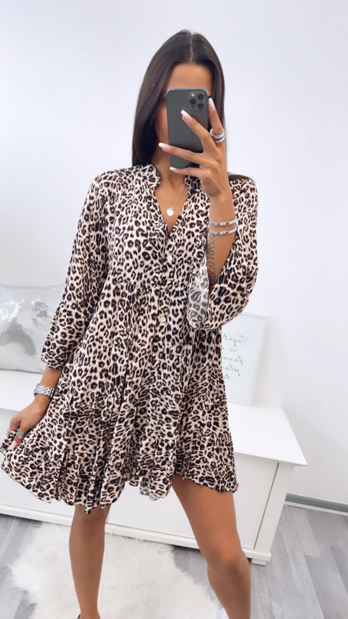 Mia Leopardenmuster Tunika Bluse