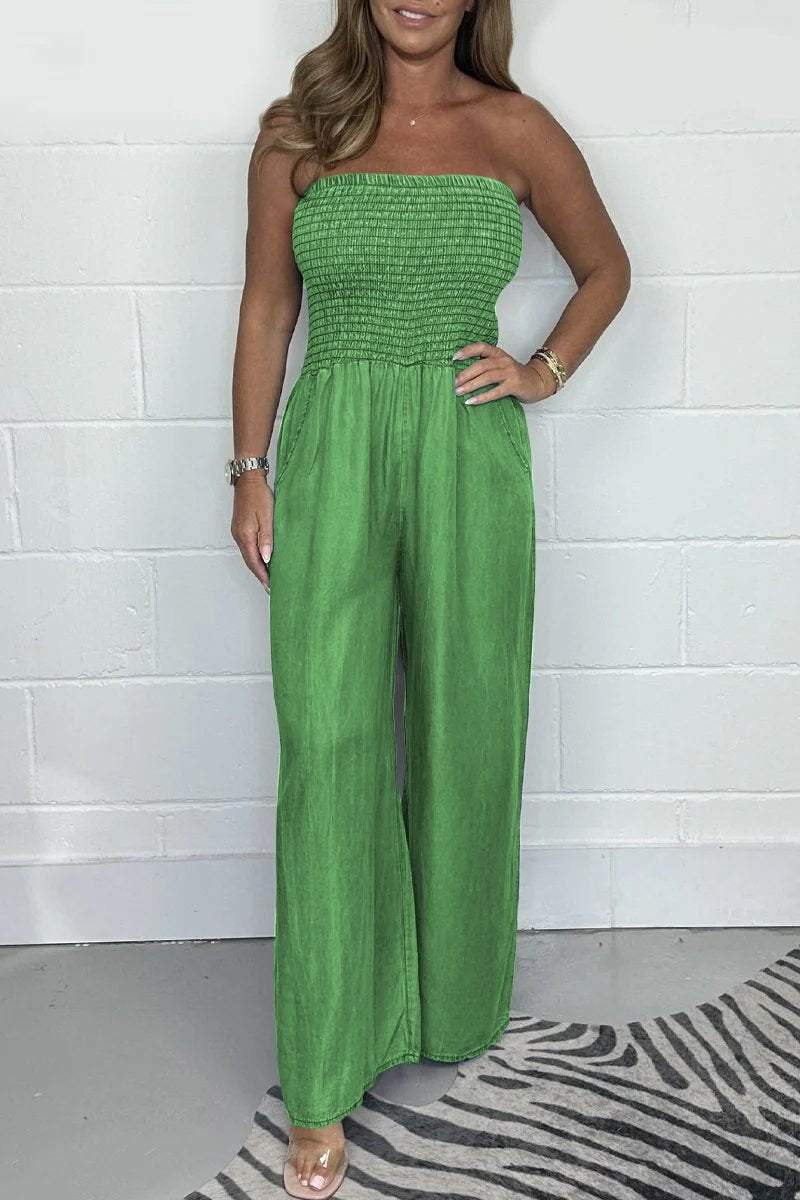 Amelia Entspannter Denim-Jumpsuit mit weitem Bein