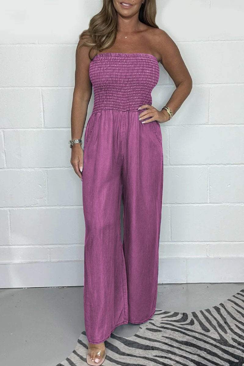 Amelia Entspannter Denim-Jumpsuit mit weitem Bein