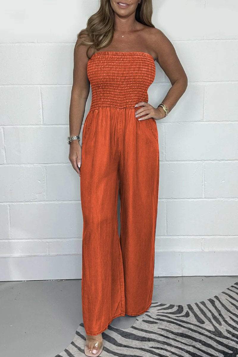 Amelia Entspannter Denim-Jumpsuit mit weitem Bein